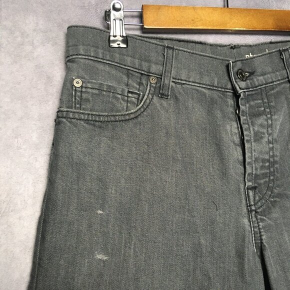 7FAM Mens Standard Slim Fit Gray Jeans size 31x34 Stretch Button Fly (Altered) - Picture 13 of 16